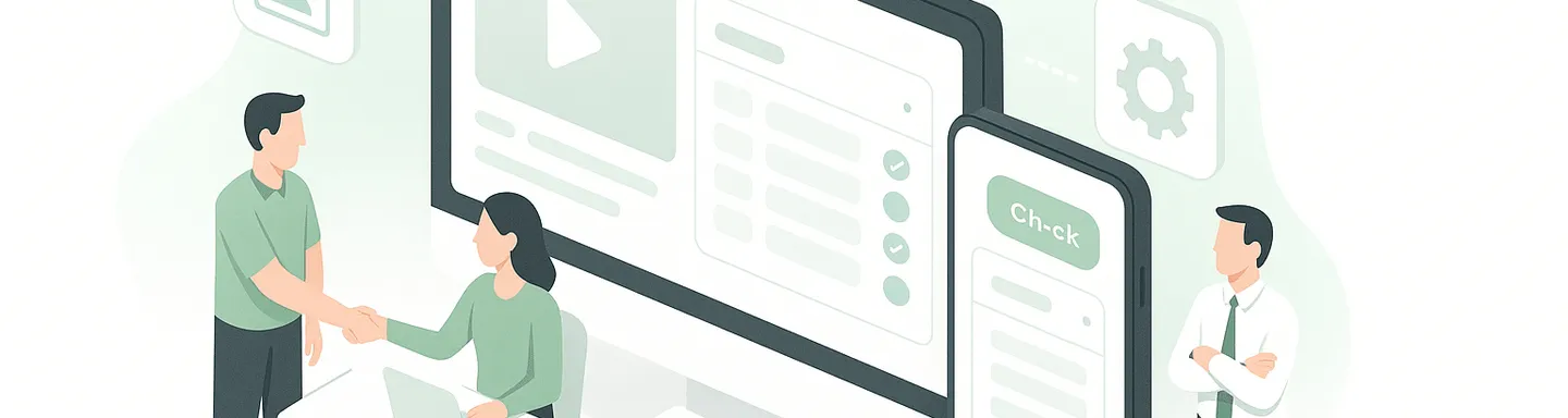 Imagen que representa el cumplimiento legal en el control laboral, mostrando empleados fichando y gráficos de gestión de tiempo.