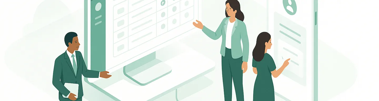 Imagen que representa el control de horas extra, mostrando empleados trabajando y gráficos de gestión de tiempo.