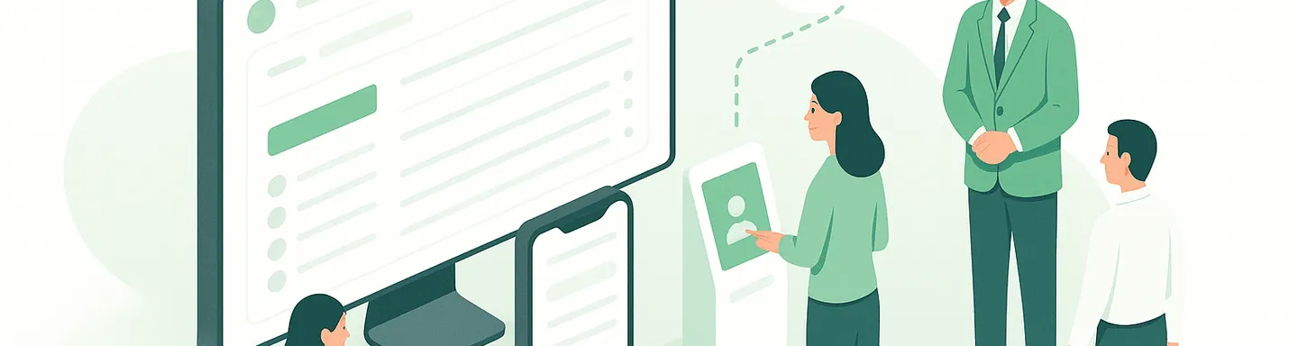 Imagen minimalista que representa la auditoría interna de registro de jornada con Inallow, mostrando datos en varias pantallas en la nube.