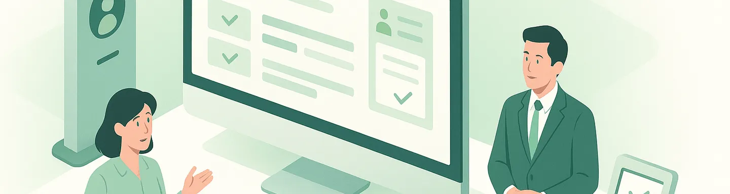 Imagen que representa el control laboral en 2026, mostrando empleados fichando y gráficos de gestión de tiempo.