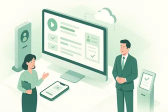 Imagen que representa el control laboral en 2026, mostrando empleados fichando y gráficos de gestión de tiempo.